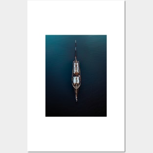 Ship Sailing in the deep blue Sea Posters and Art